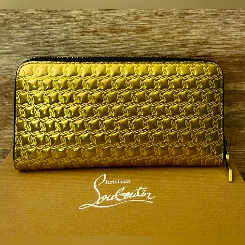 Christian Louboutin Rare Gold Panettone Zip Around Wallet Full Inclusion LN - Picture 12 of 12
